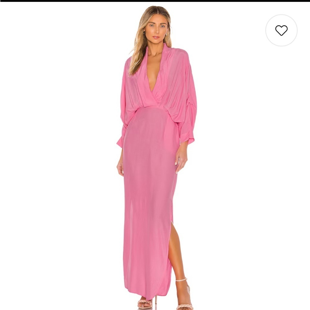 SWF Plunge Dress Floss pink rayon maxi summer beach resort Revolve S